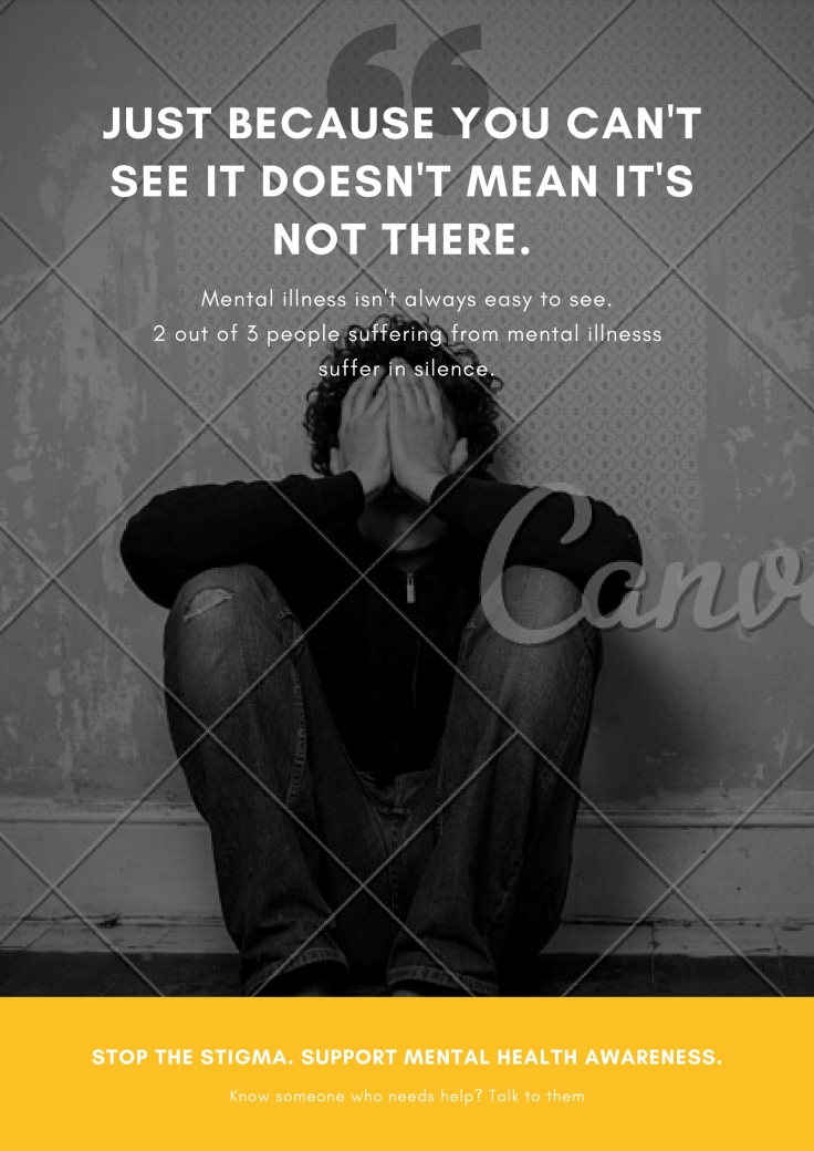 Yellow with Black and White Photo Mental Health Poster
